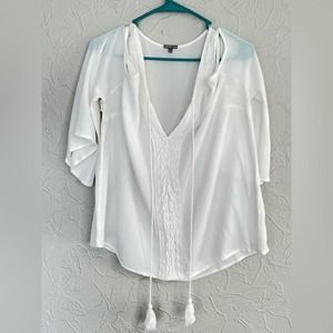 Charlotte Russe - Size XL - Open Shoulder Flutter Sleeve Summer Top White